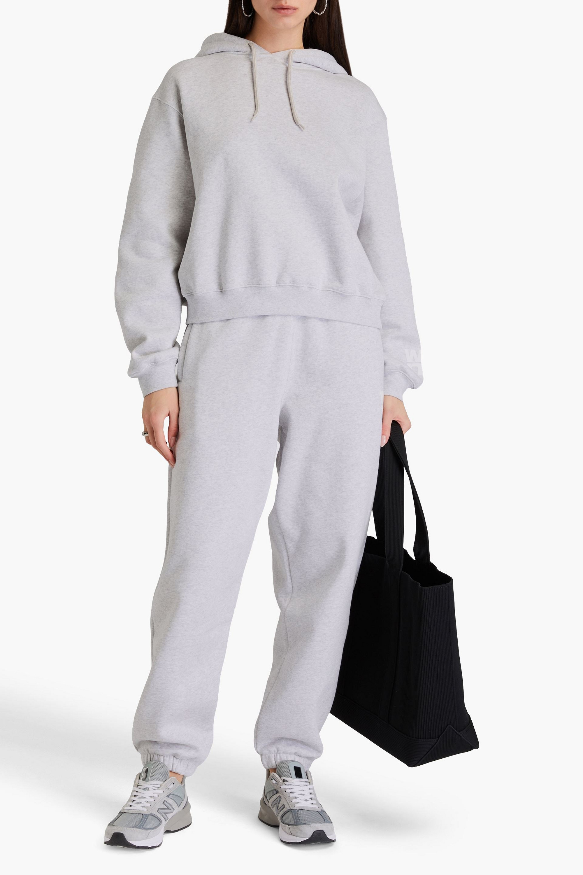 ALEXANDERWANG.T Logo-print French cotton-blend terry hoodie
