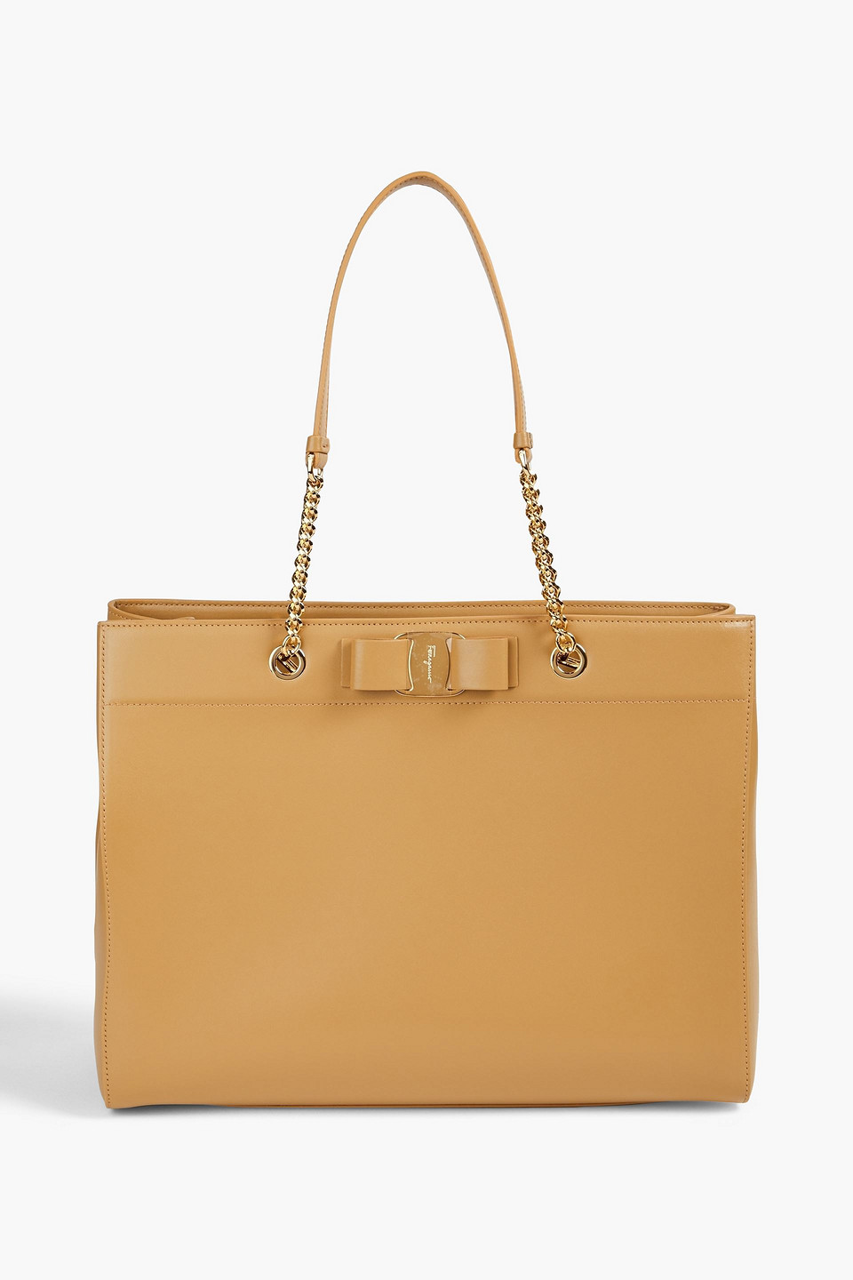 Ferragamo Tote Bag Aus Leder In Camelfarben