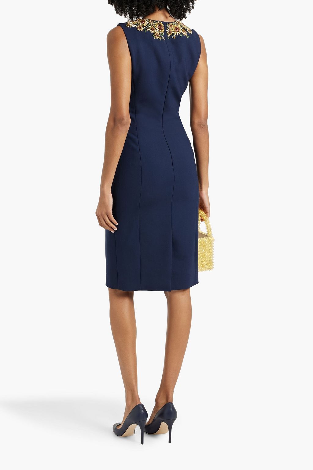 OSCAR DE LA RENTA Crystal-embellished wool-blend dress