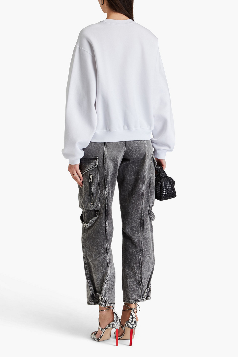 Alexander Wang T Sweatshirt Aus Fleece Aus Einer Baumwollmischung Mit Applikationen In Weiss