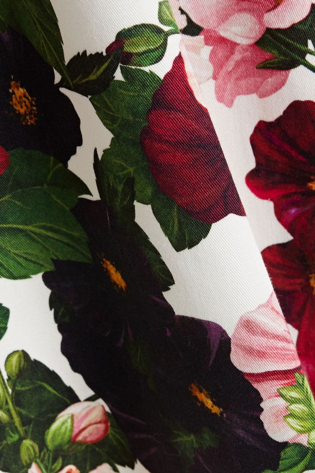 OSCAR DE LA RENTA Cropped floral-print cotton-blend twill flared pants