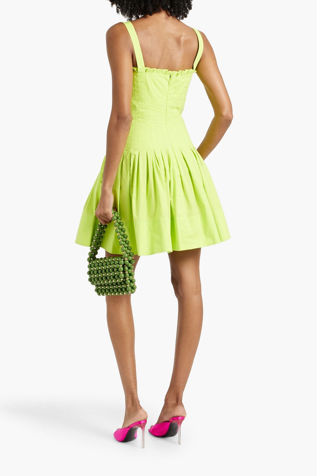 OSCAR DE LA RENTA Pleated cotton-blend poplin mini dress