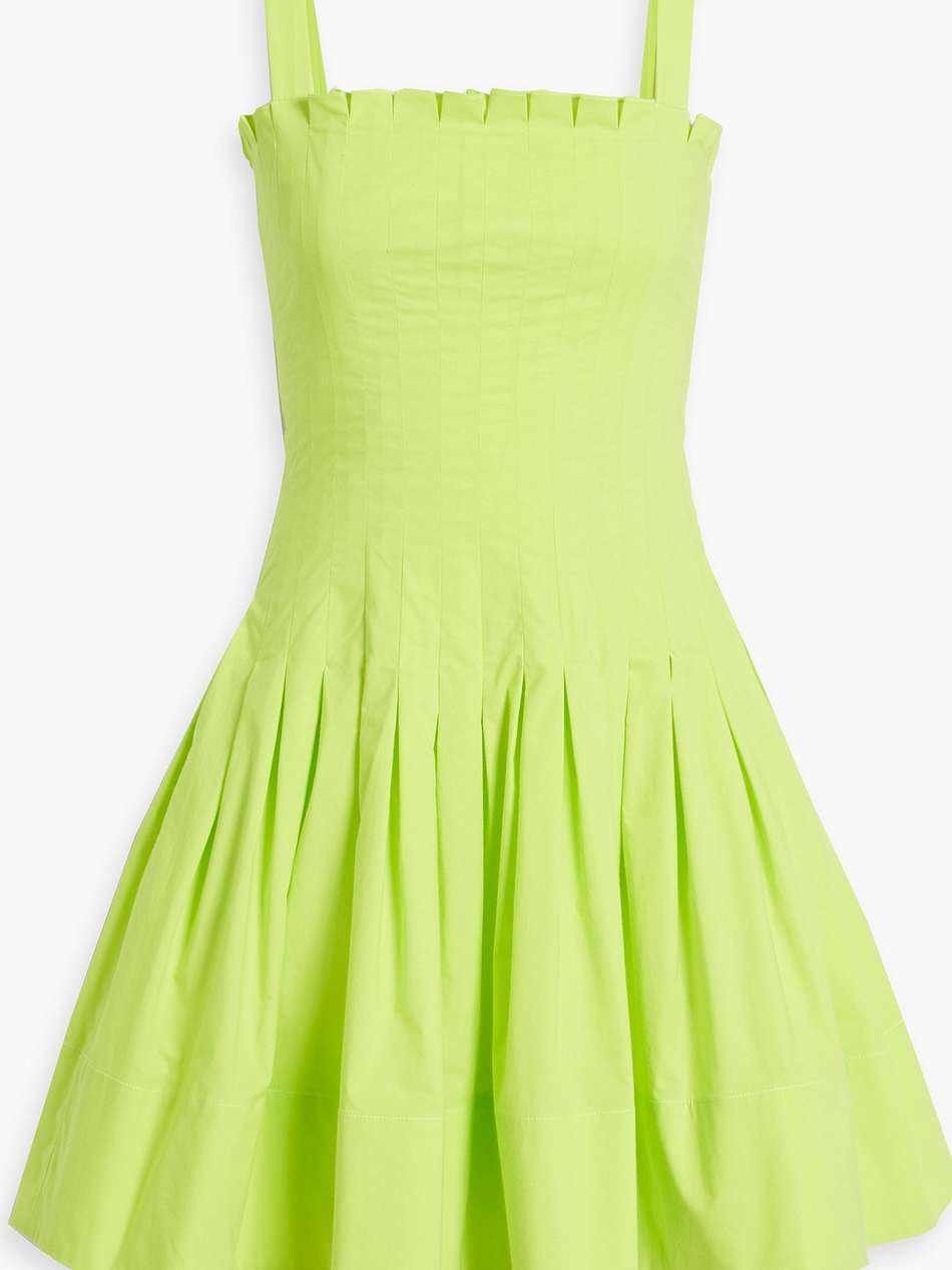 pleated cotton-blend poplin mini dress