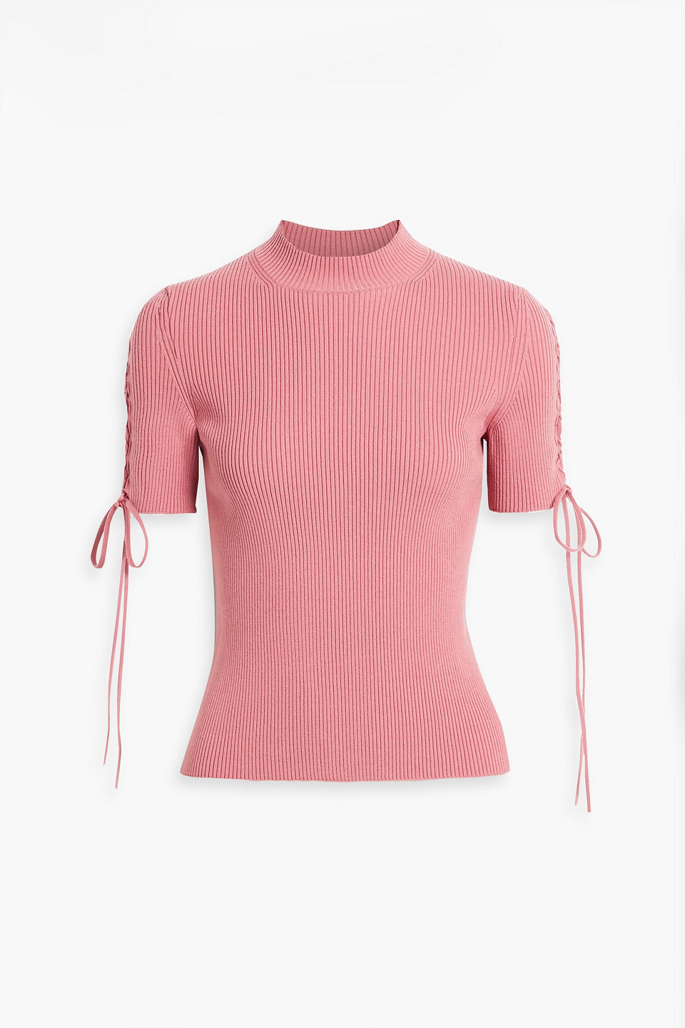 Oscar De La Renta Ribbed Wool-blend Top In Antique Rose