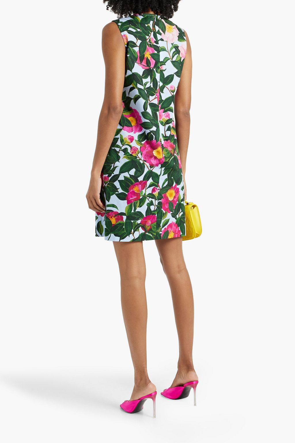 OSCAR DE LA RENTA Floral-print cotton-blend poplin mini dress