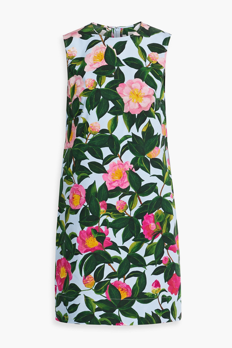 Floral-print cotton-blend poplin mini dress