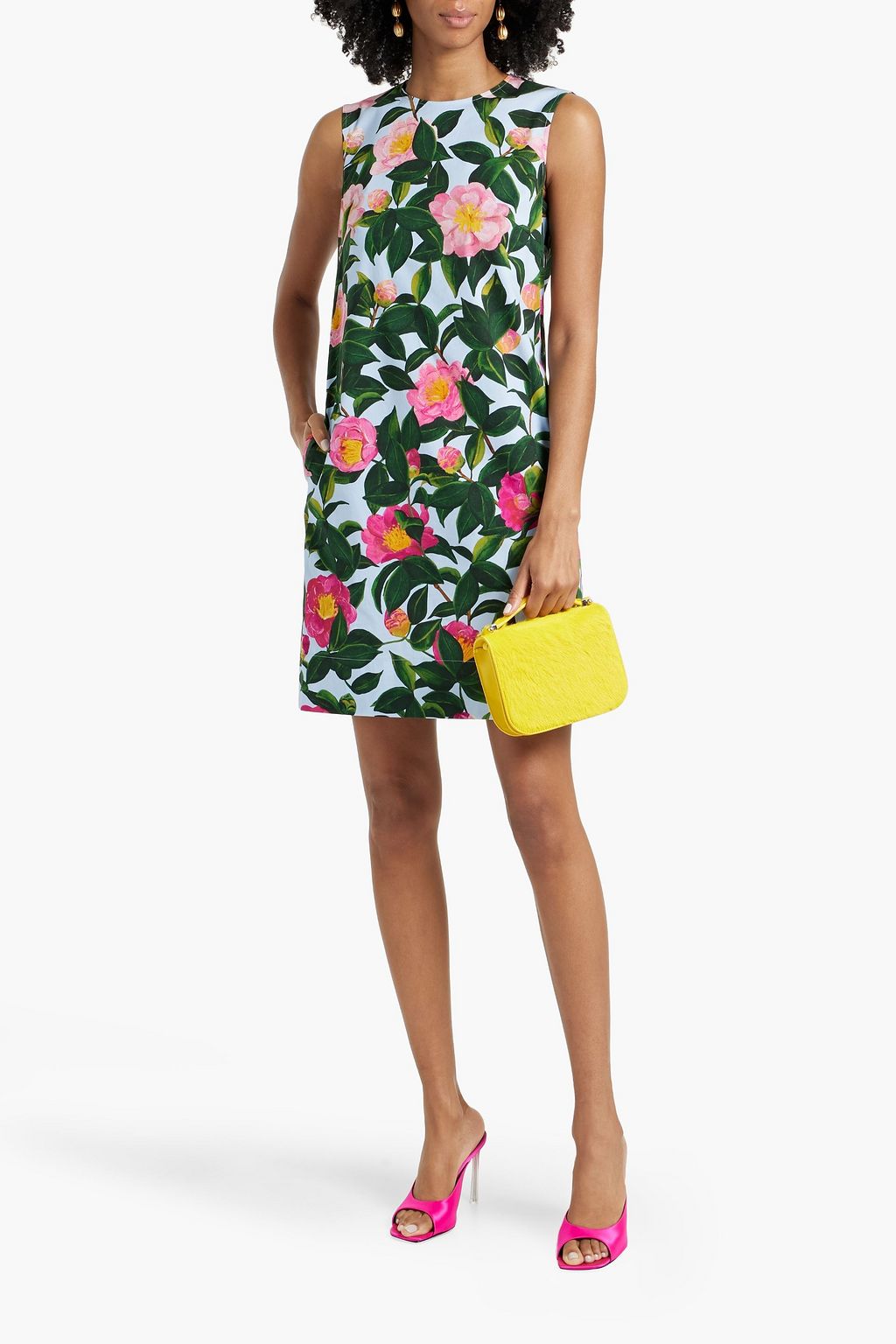 OSCAR DE LA RENTA Floral-print cotton-blend poplin mini dress