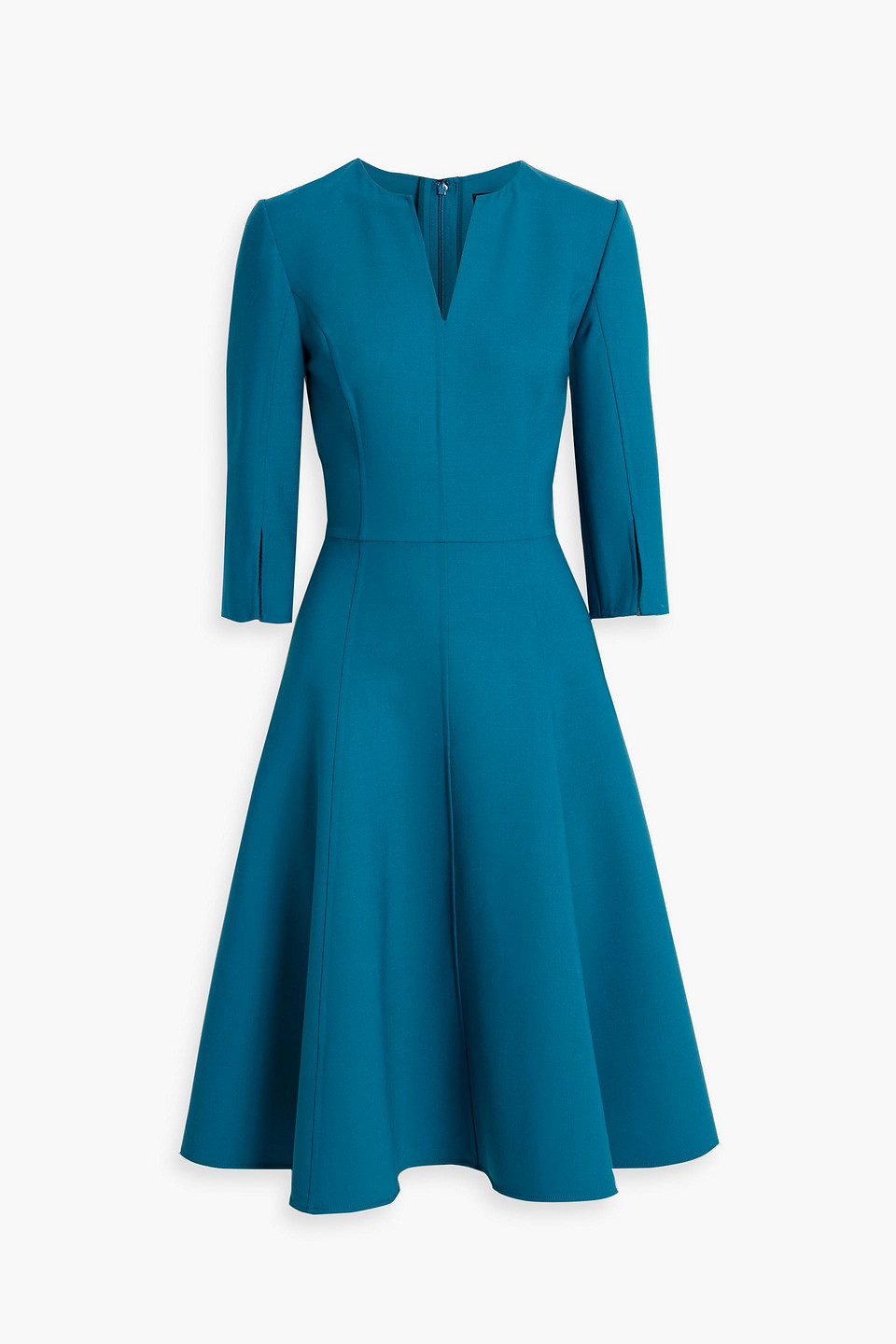 Oscar De La Renta Flared Wool-blend Dress In Petrol