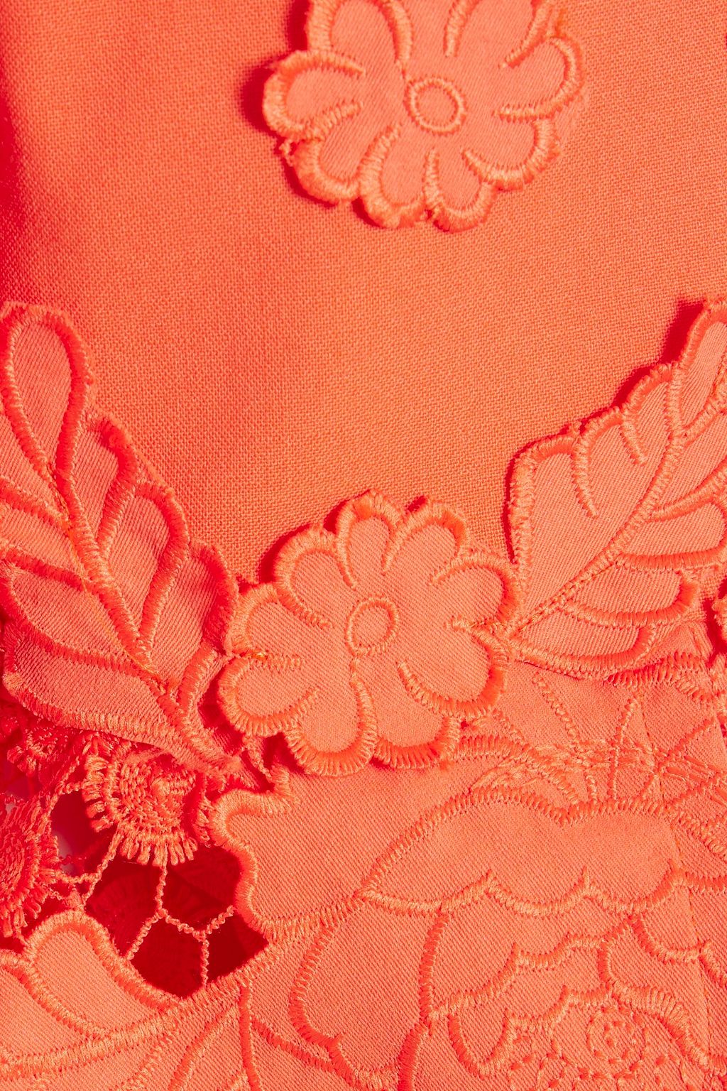OSCAR DE LA RENTA Ruffled guipure lace-paneled wool-blend mini dress