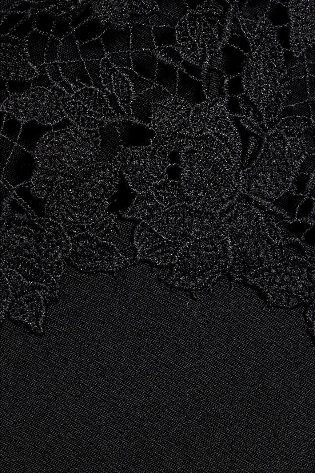 OSCAR DE LA RENTA Guipure lace-trimmed wool-blend mini dress