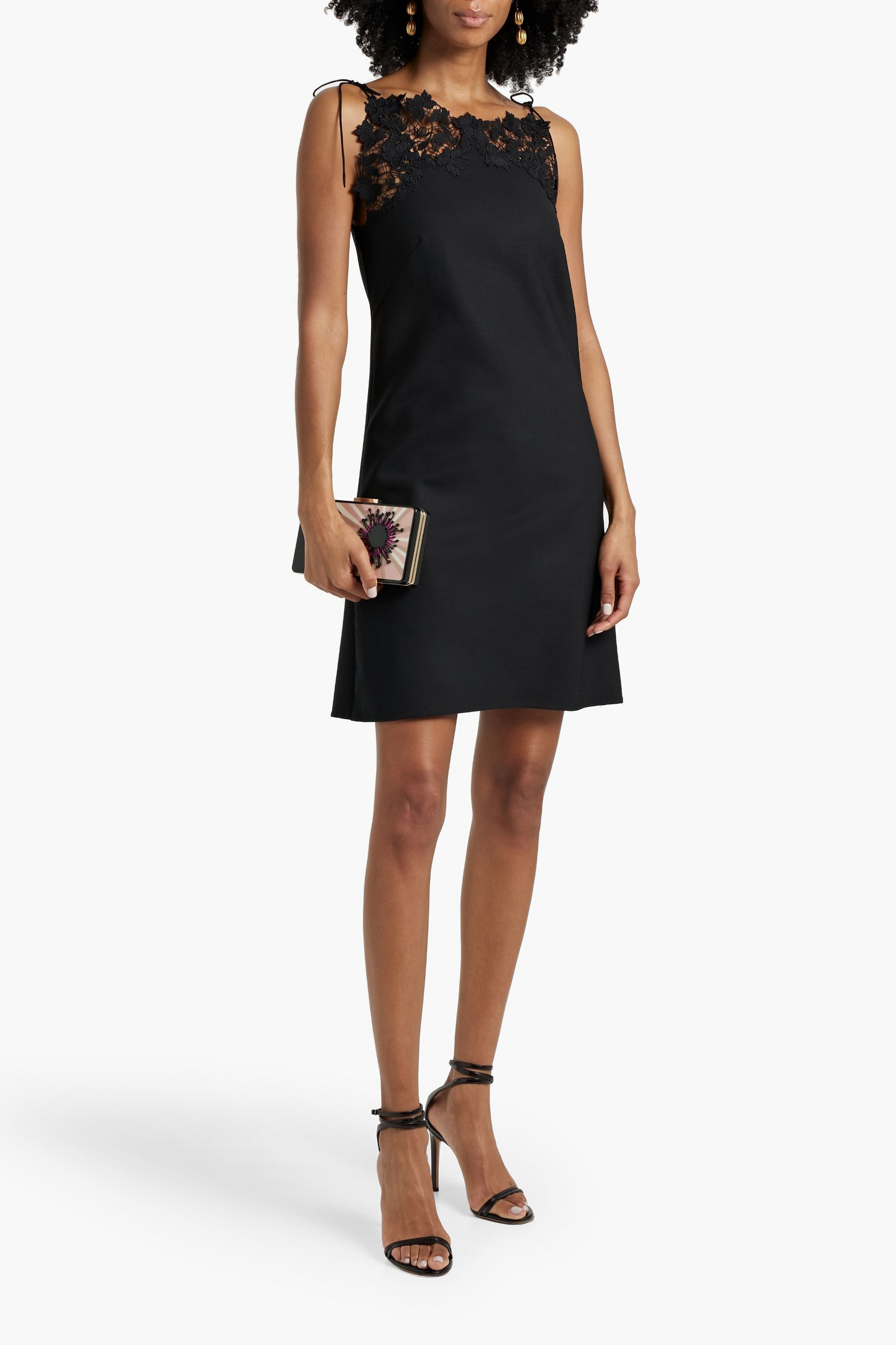 Oscar de la Renta Guipure lace-trimmed wool-blend mini dress