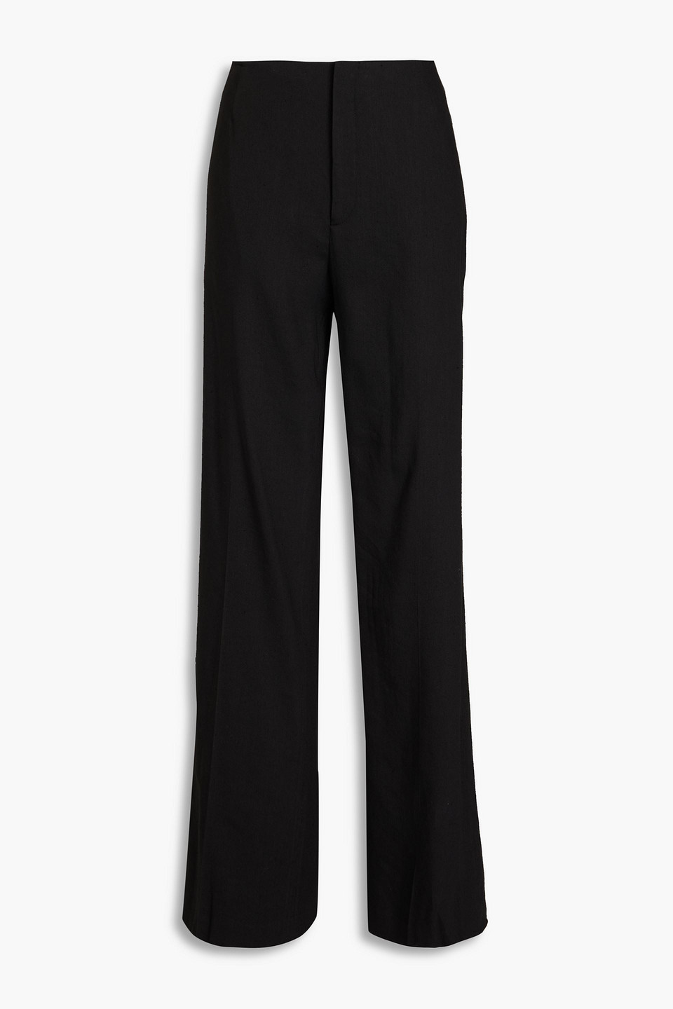 Frame Linen-blend Wide-leg Pants In Black