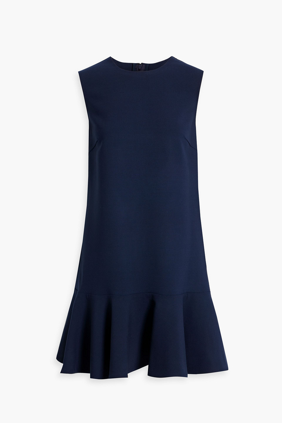 Oscar De La Renta Ruffled Wool-blend Mini Dress In Navy
