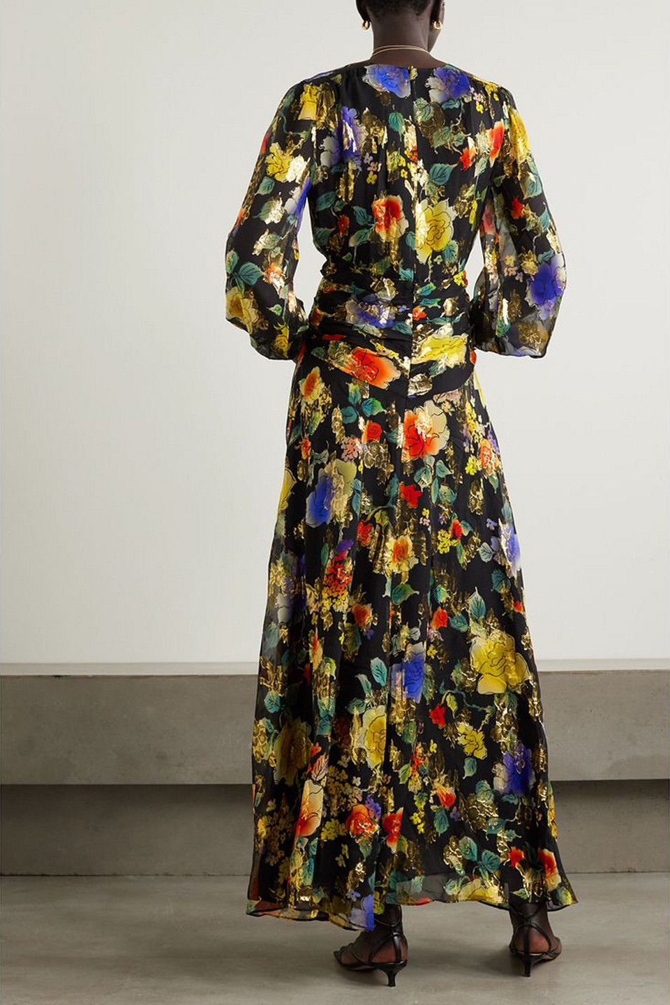 Rixo London Rixo Meera Floral-print Silk-blend Maxi Dress In Black