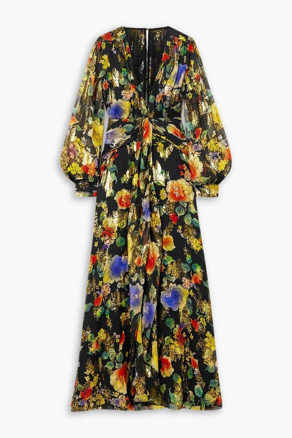 Rixo London Rixo Meera Floral-print Silk-blend Maxi Dress In Black