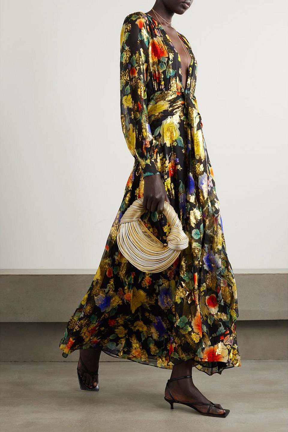 Rixo London Rixo Meera Floral-print Silk-blend Maxi Dress In Black