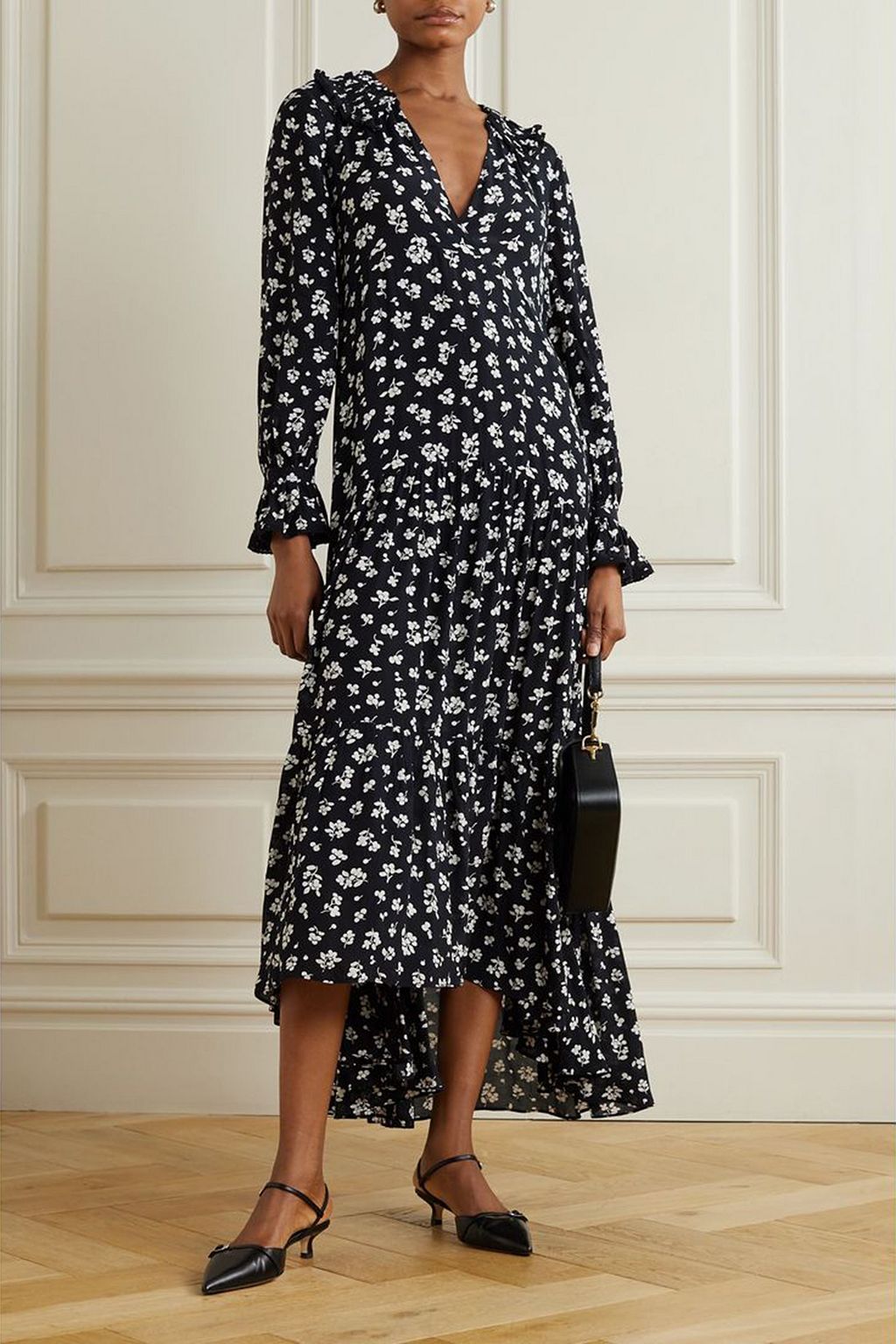 RIXO Mali floral-print crepe de chine midi dress