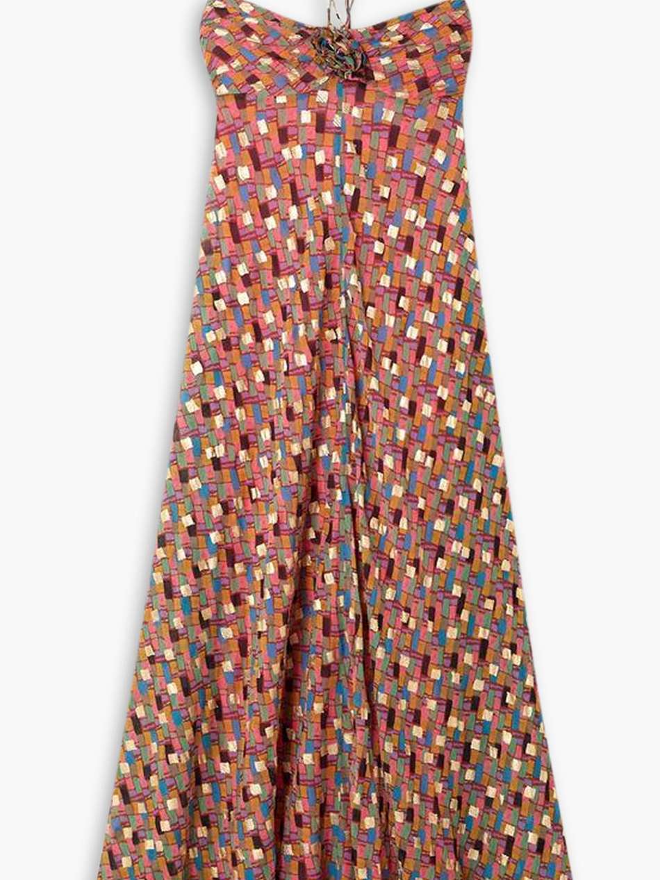 samira printed fil coupé georgette halterneck maxi dress
