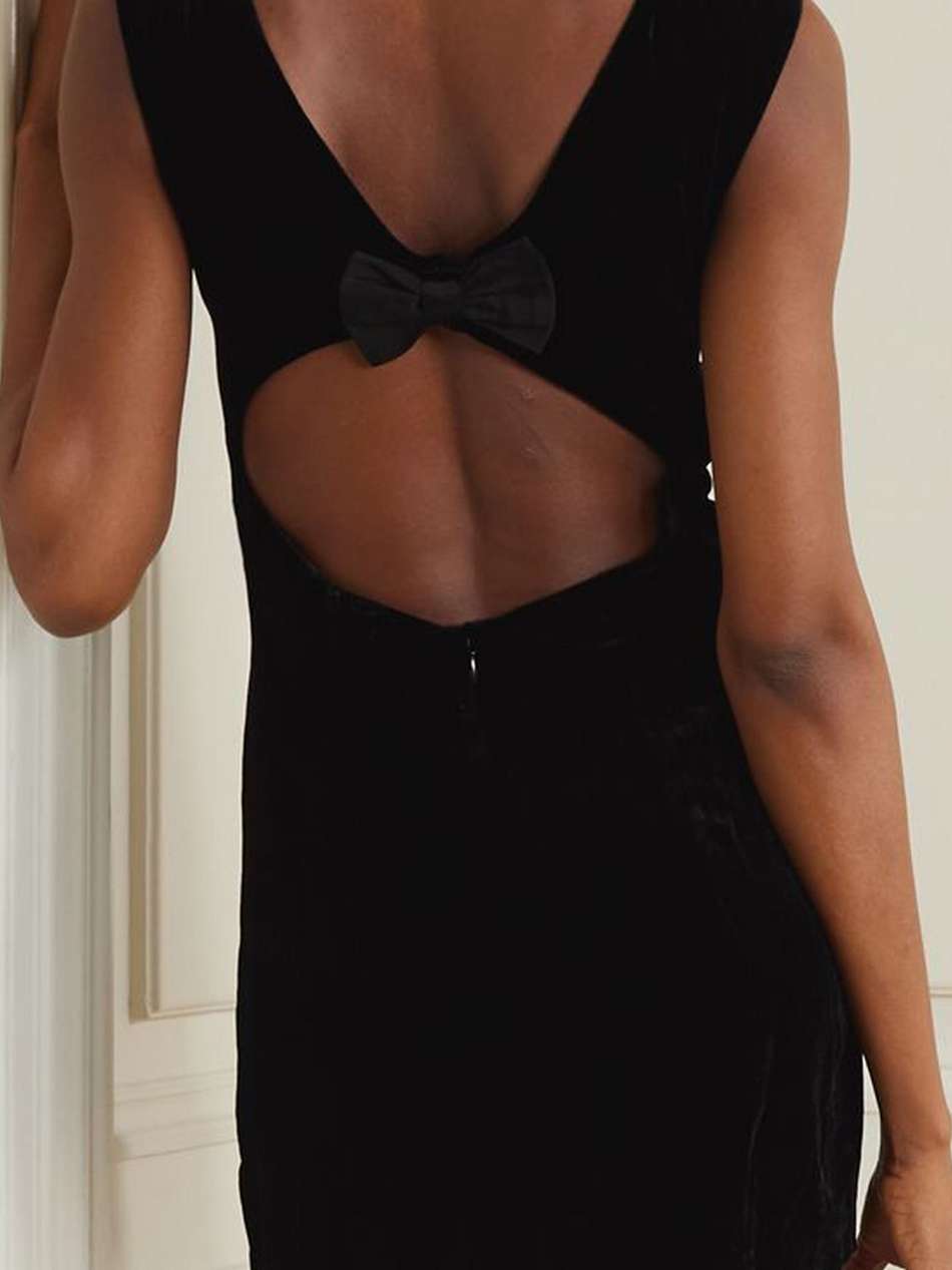 michaela cutout bow-embellished velvet mini dress