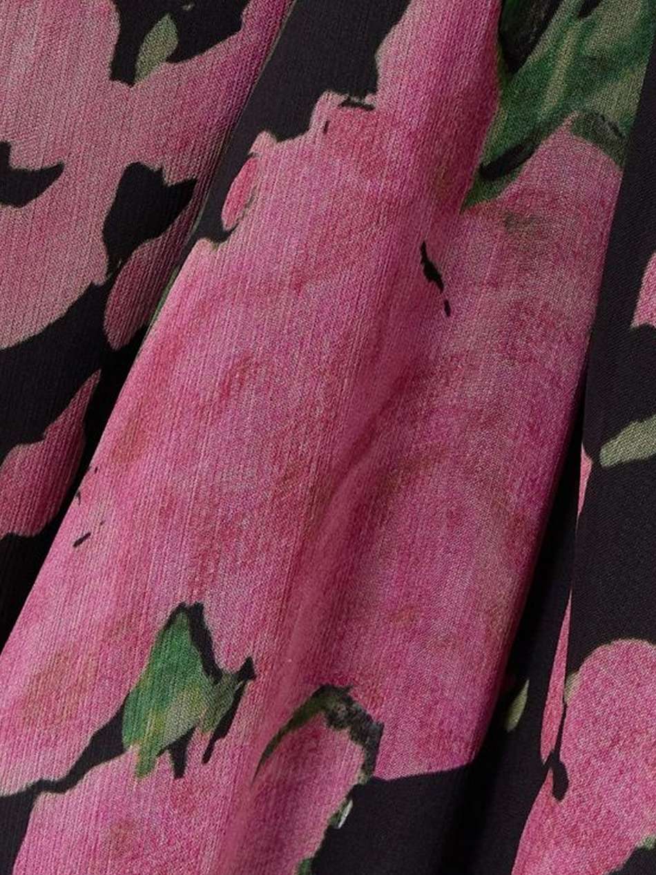 racquel ruched floral-print devoré-velvet midi dress