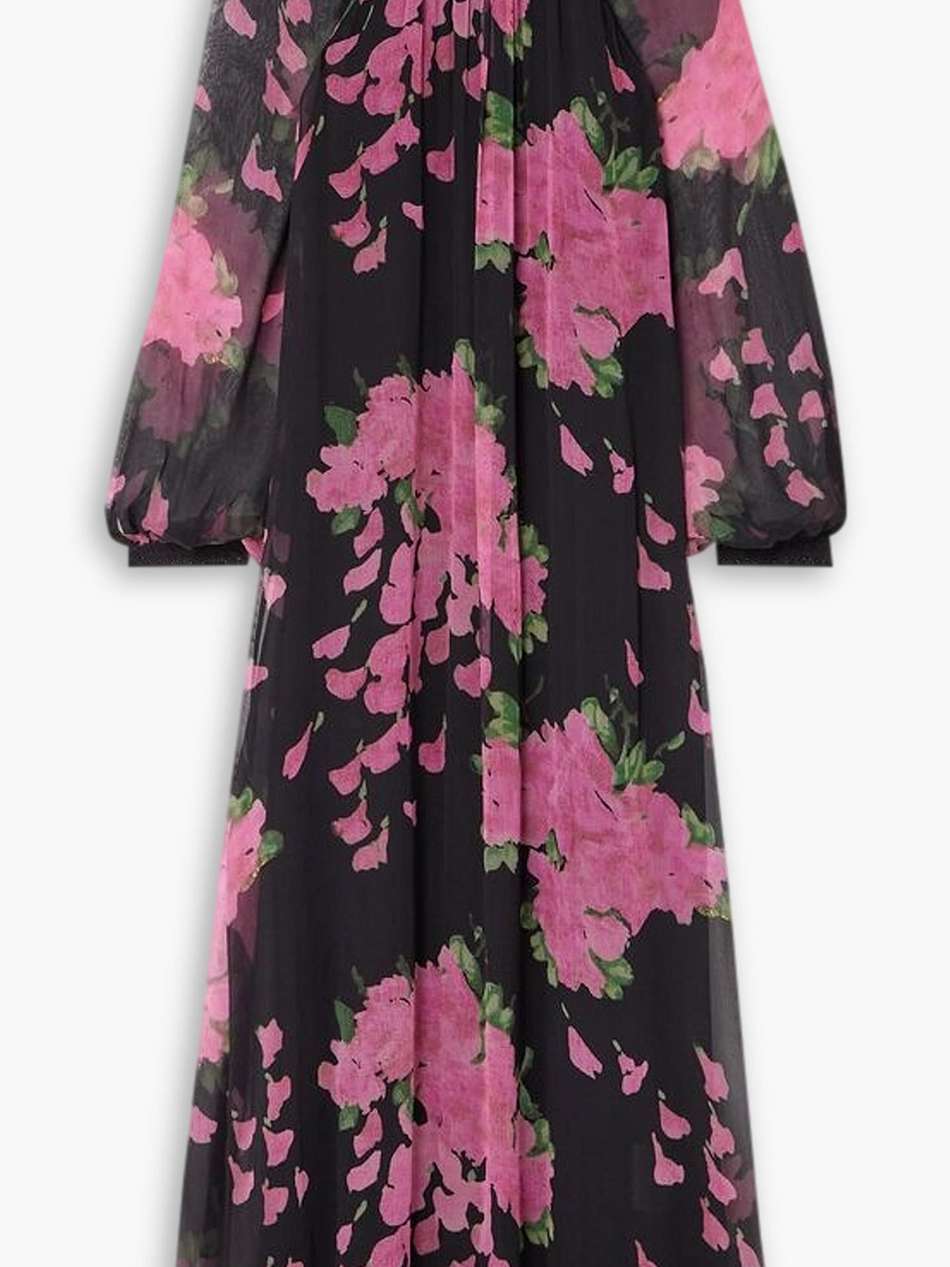 kahlo lace-trimmed metallic floral-jacquard maxi dress