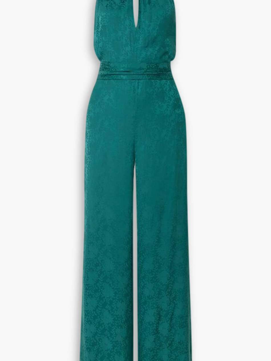 rocky 2 satin-jacquard halterneck jumpsuit