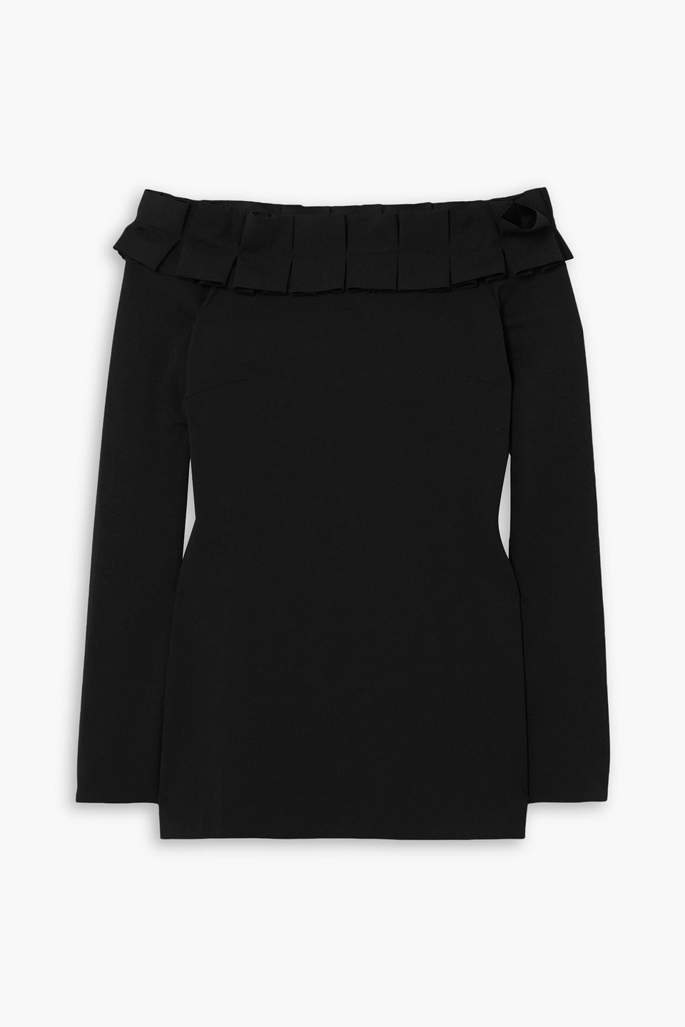 AAIZÉL Off-the-shoulder ruffled stretch-crepe mini dress