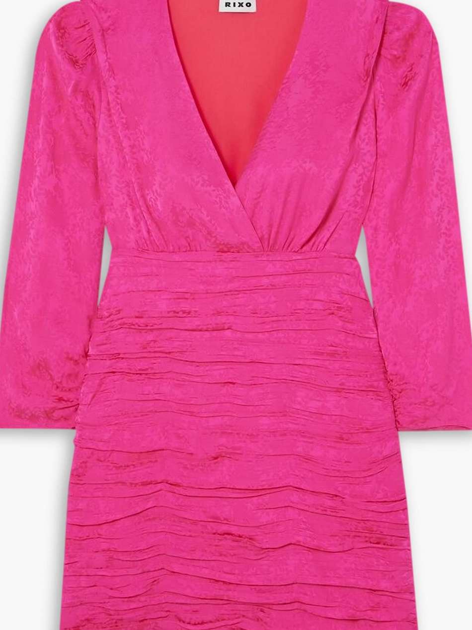 golden ruched satin-jacquard mini dress