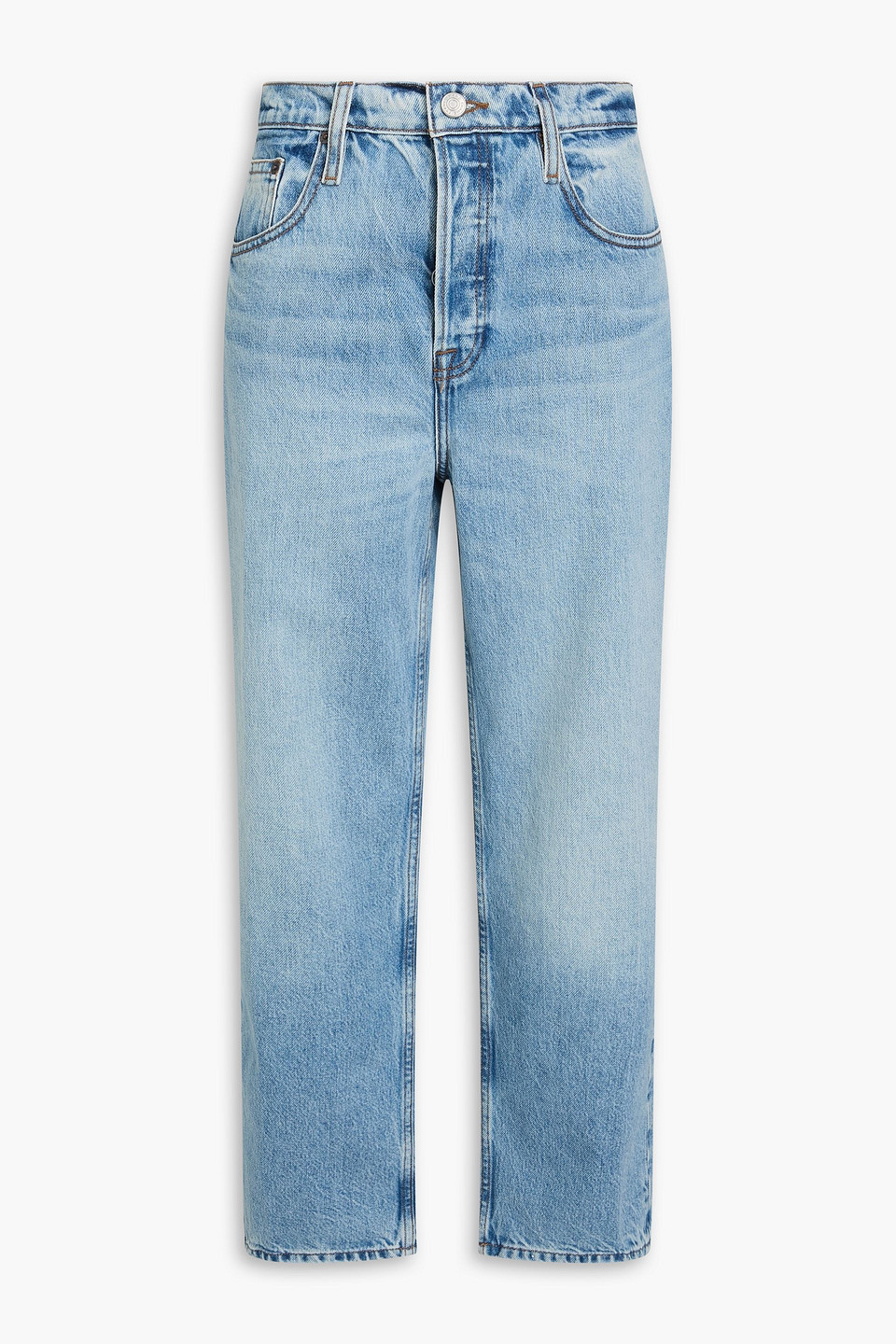 Frame High-rise Straight-leg Jeans In Light Denim