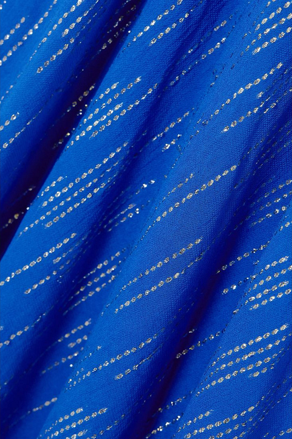 Rixo London Racquel Ruched Metallic Jacquard Midi Dress In Bright Blue