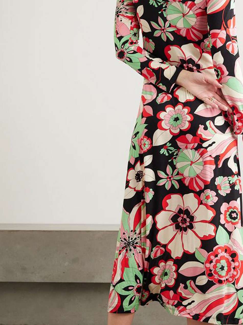 tillie floral-print stretch-jersey midi dress