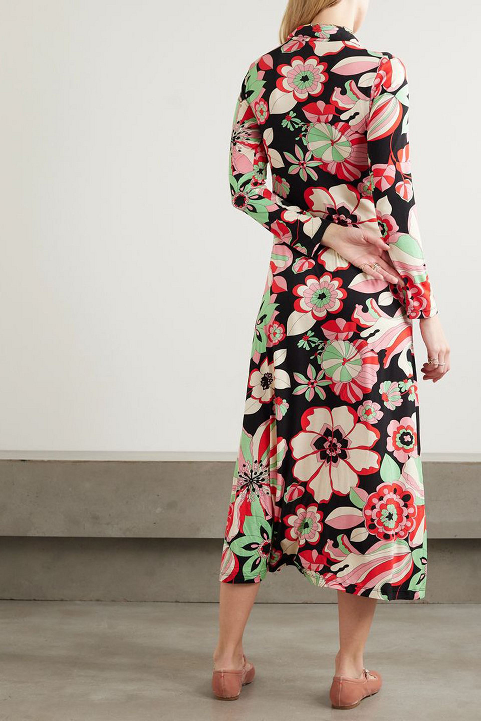 Shop Rixo London Tillie Floral-print Stretch-jersey Midi Dress In Ivory