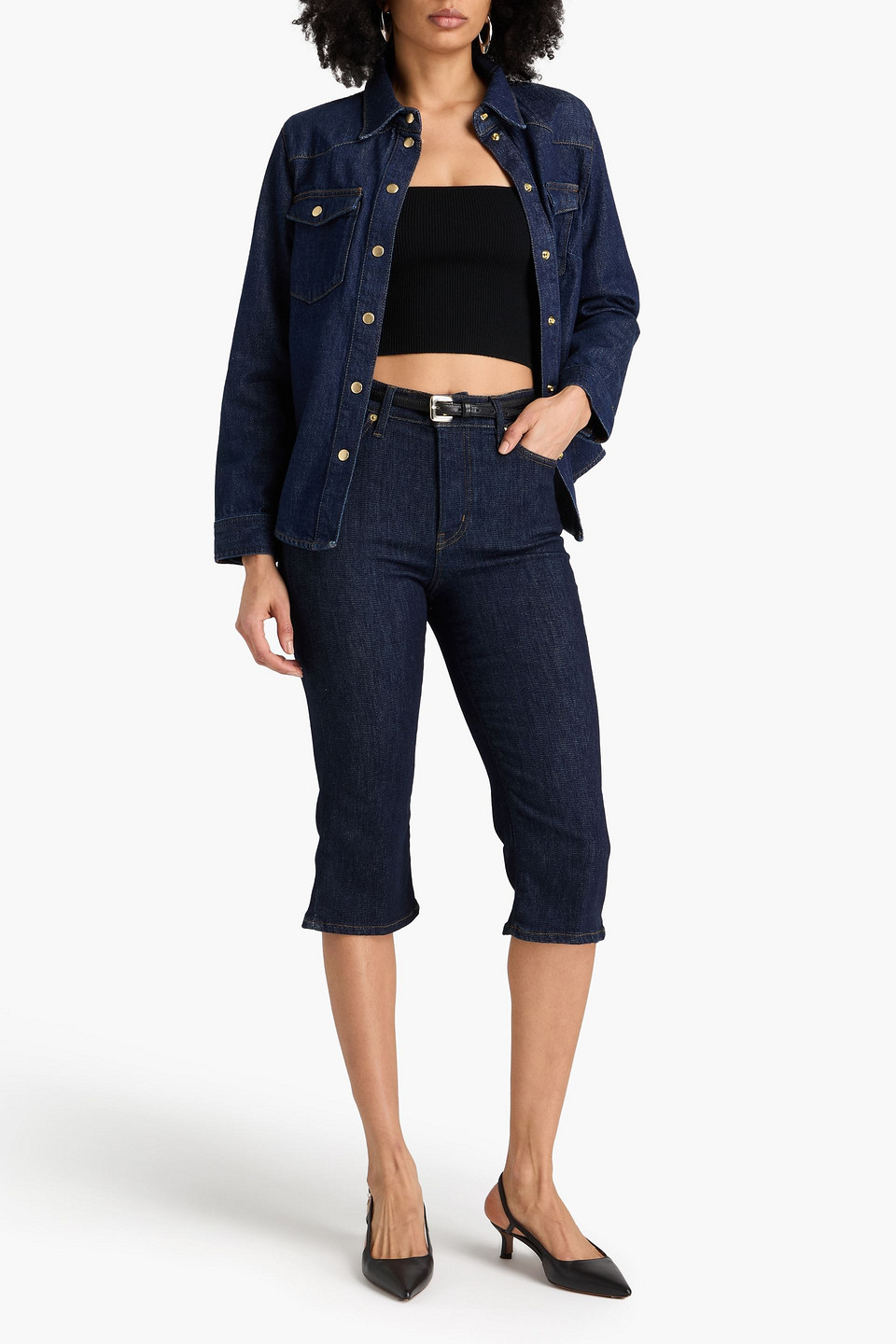 Frame High-rise Kick-flare Jeans In Dark Denim