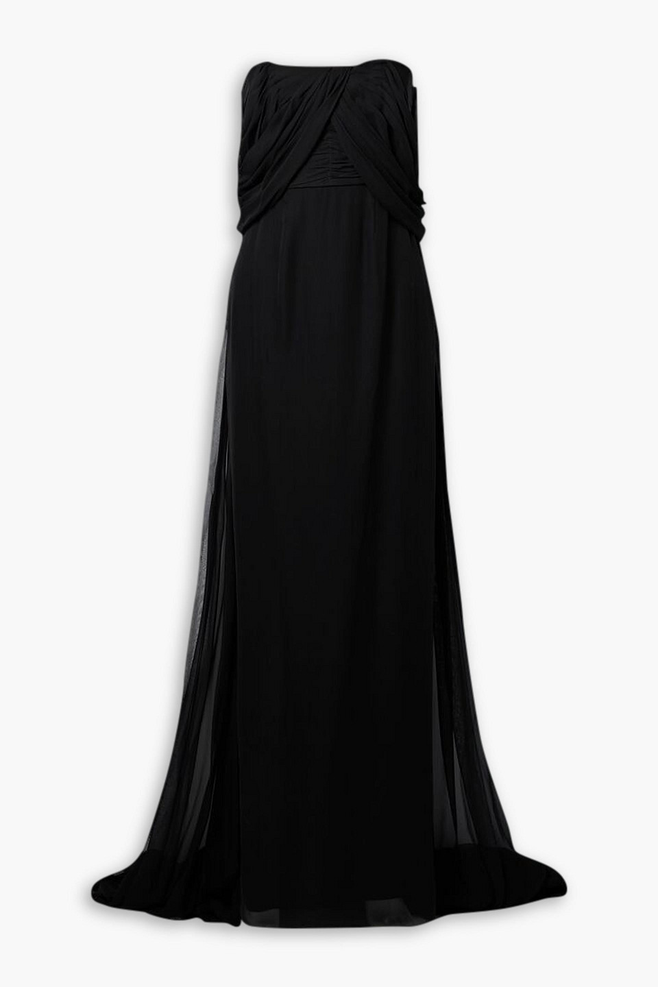 Markarian Anthea Off-the-shoulder Draped Silk-chiffon Gown In Black