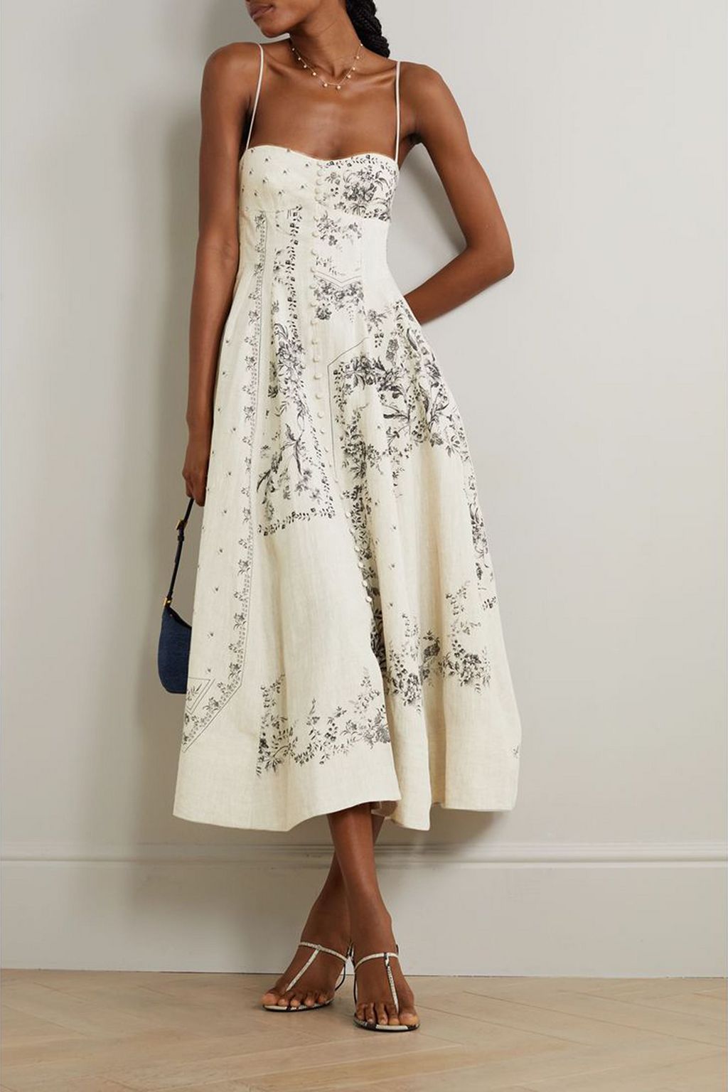 ERDEM Catalina floral-print linen midi dress
