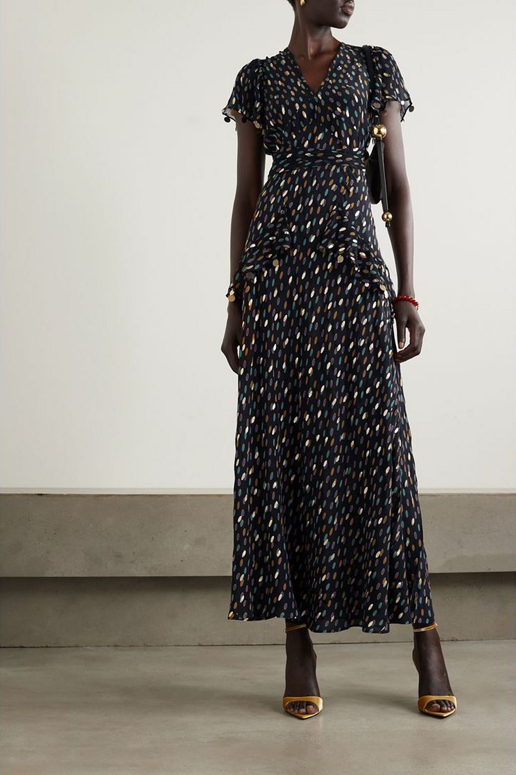 RIXO Jane belted printed silk-chiffon maxi dress