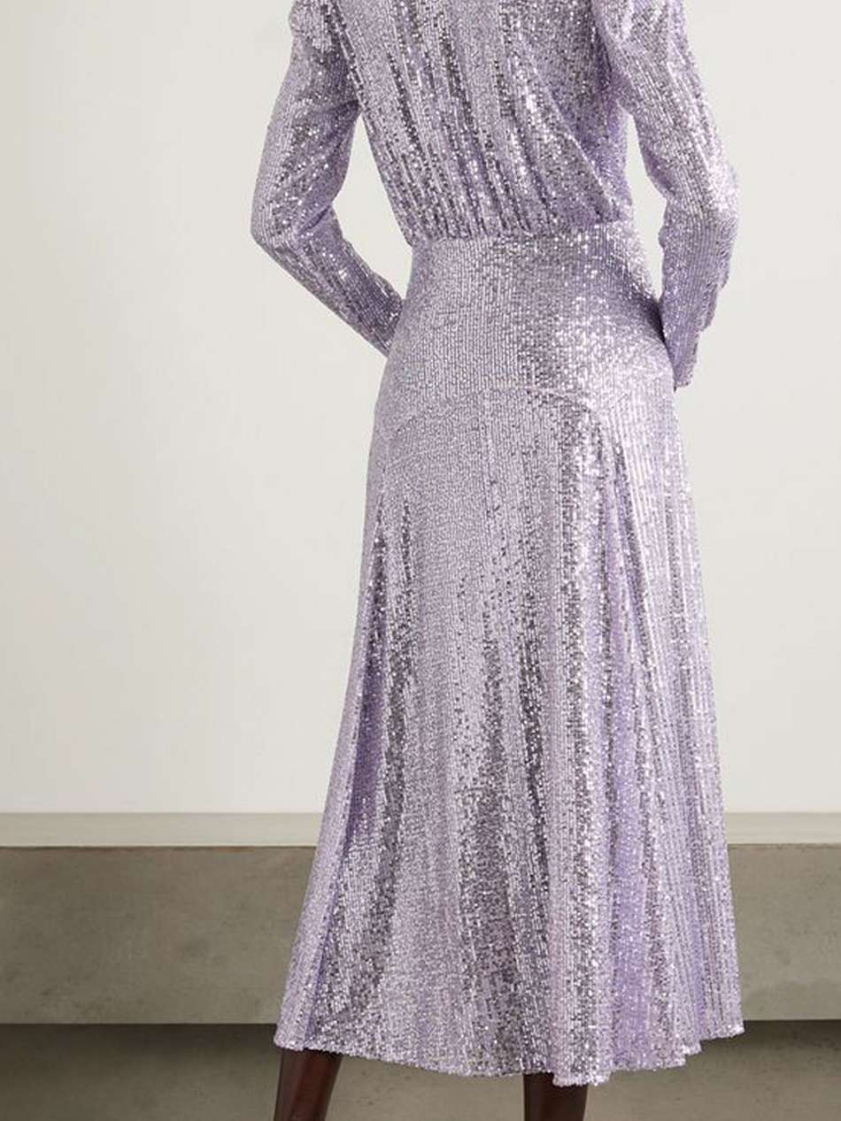 cerise gathered sequined stretch-tulle midi dress