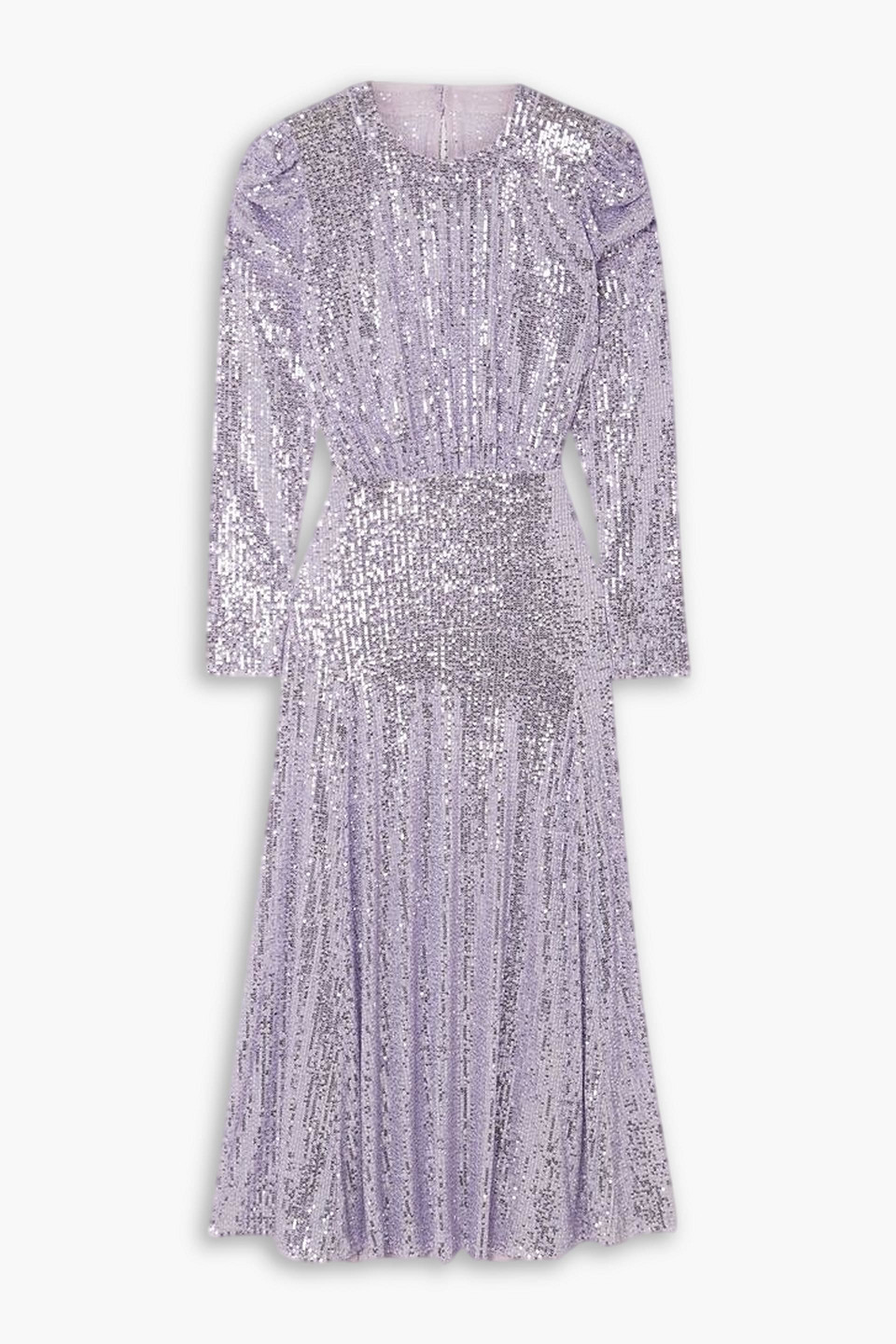 Rixo London Cerise Gathered Sequined Stretch-tulle Midi Dress In Lilac