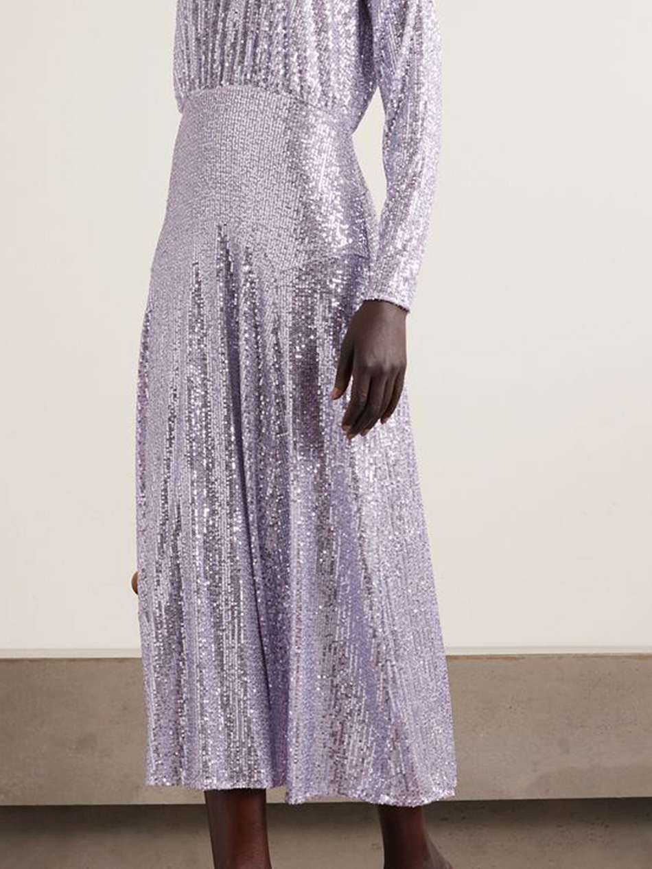 cerise gathered sequined stretch-tulle midi dress