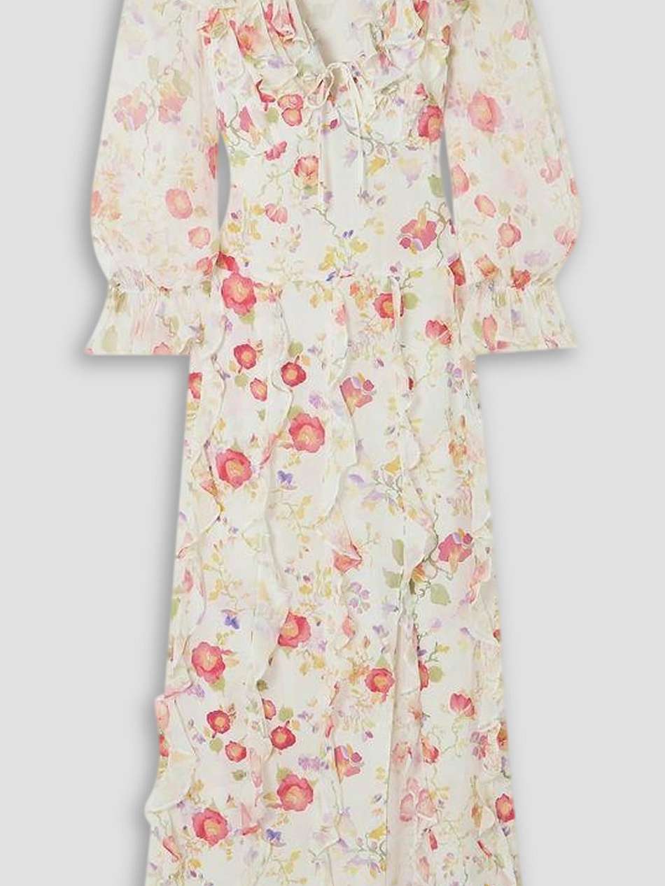 linnett ruffled floral-print silk-chiffon maxi dress