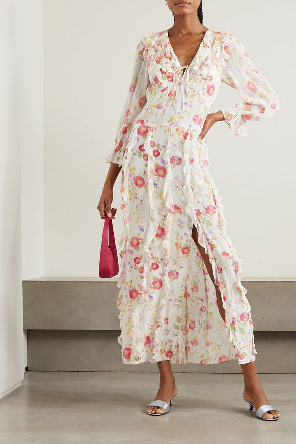 RIXO Linnett ruffled floral-print silk-chiffon maxi dress