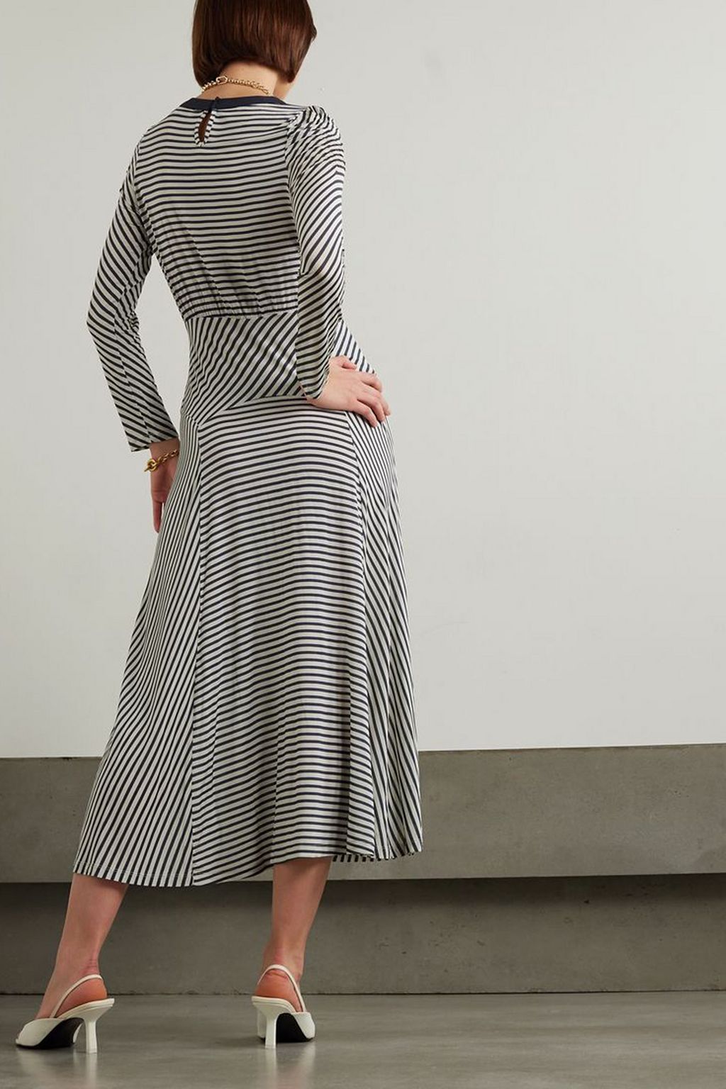 RIXO Cerise striped stretch-jersey midi dress