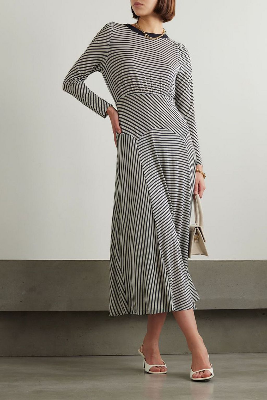 RIXO Cerise striped stretch-jersey midi dress
