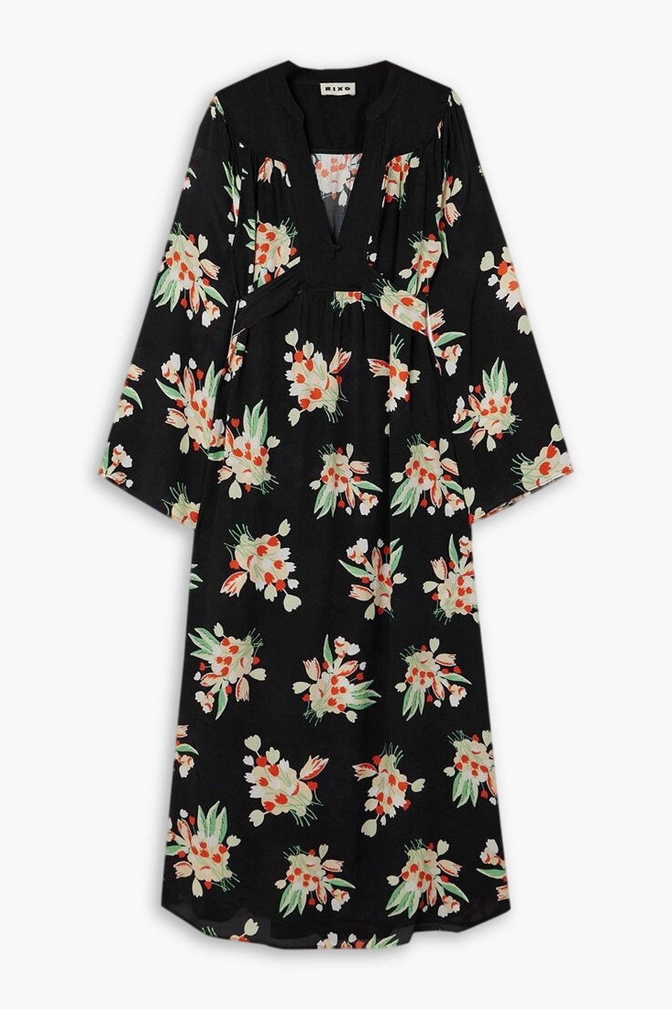 Rixo London Rixo Womens Tulip Cloud Black Anela Floral-print Woven Maxi Dress