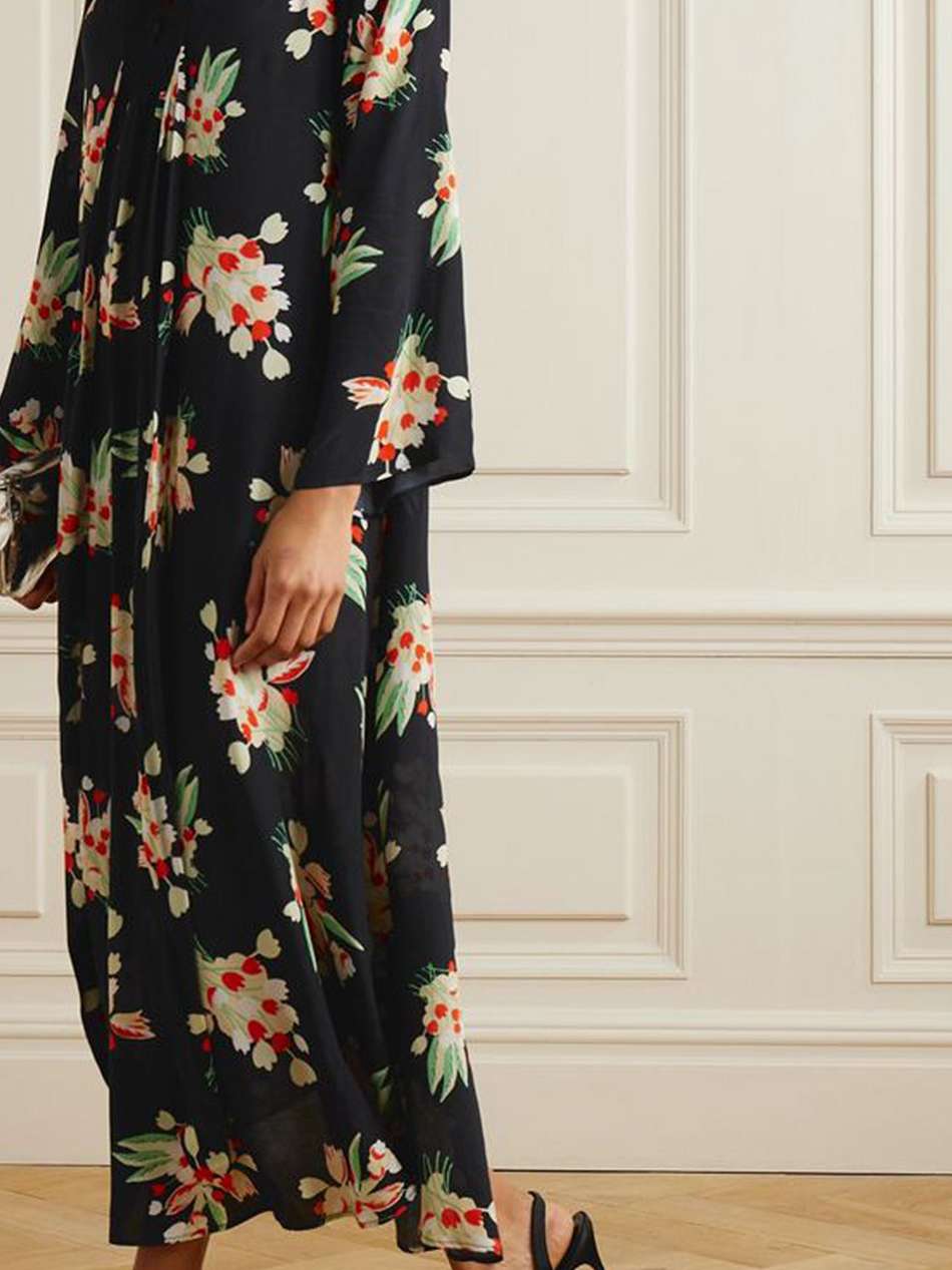 anela floral-print crepe midi dress