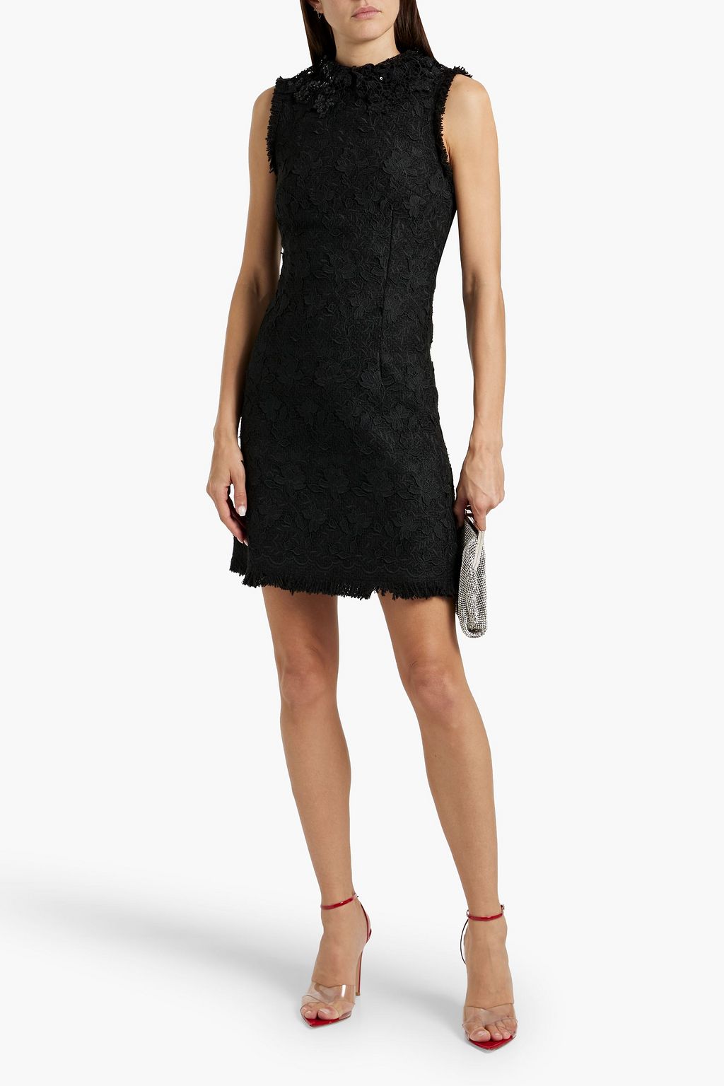 OSCAR DE LA RENTA Embellished guipure lace mini dress