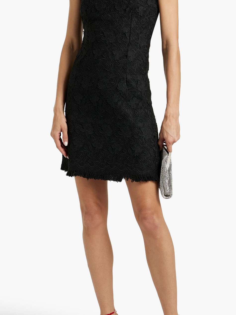 embellished guipure lace mini dress