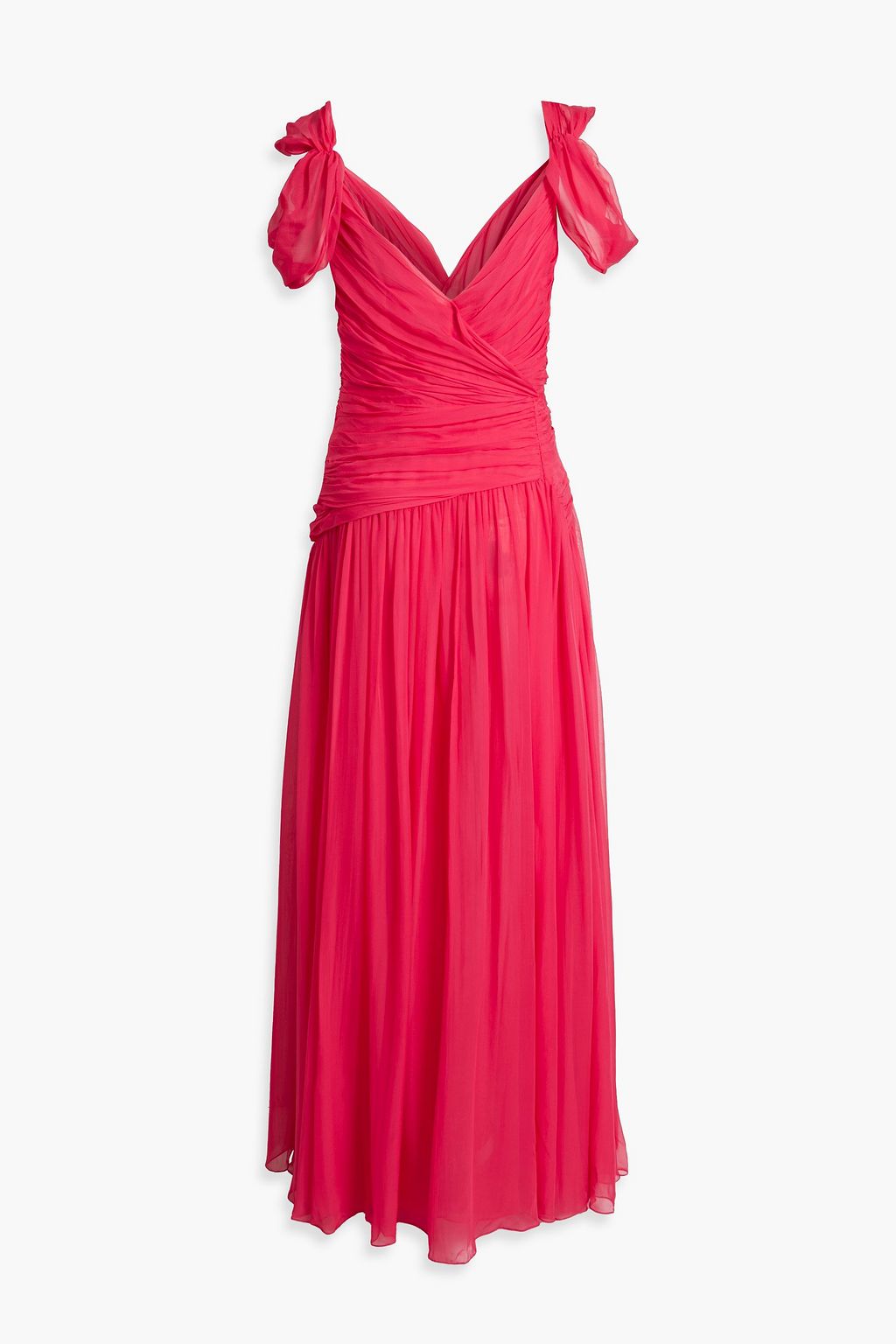 OSCAR DE LA RENTA Cold-shoulder draped silk-chiffon gown