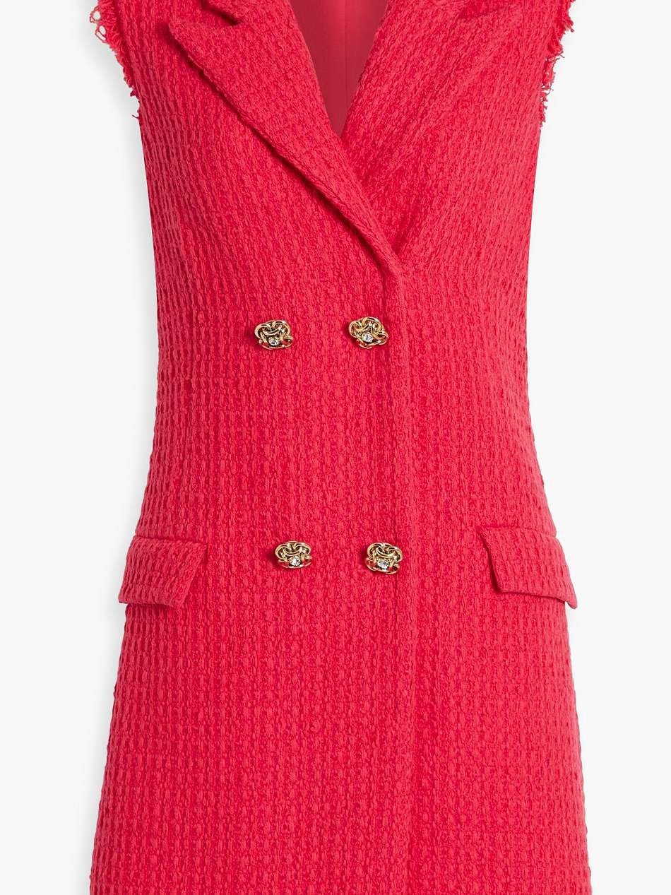 double-breasted wool-blend tweed mini dress