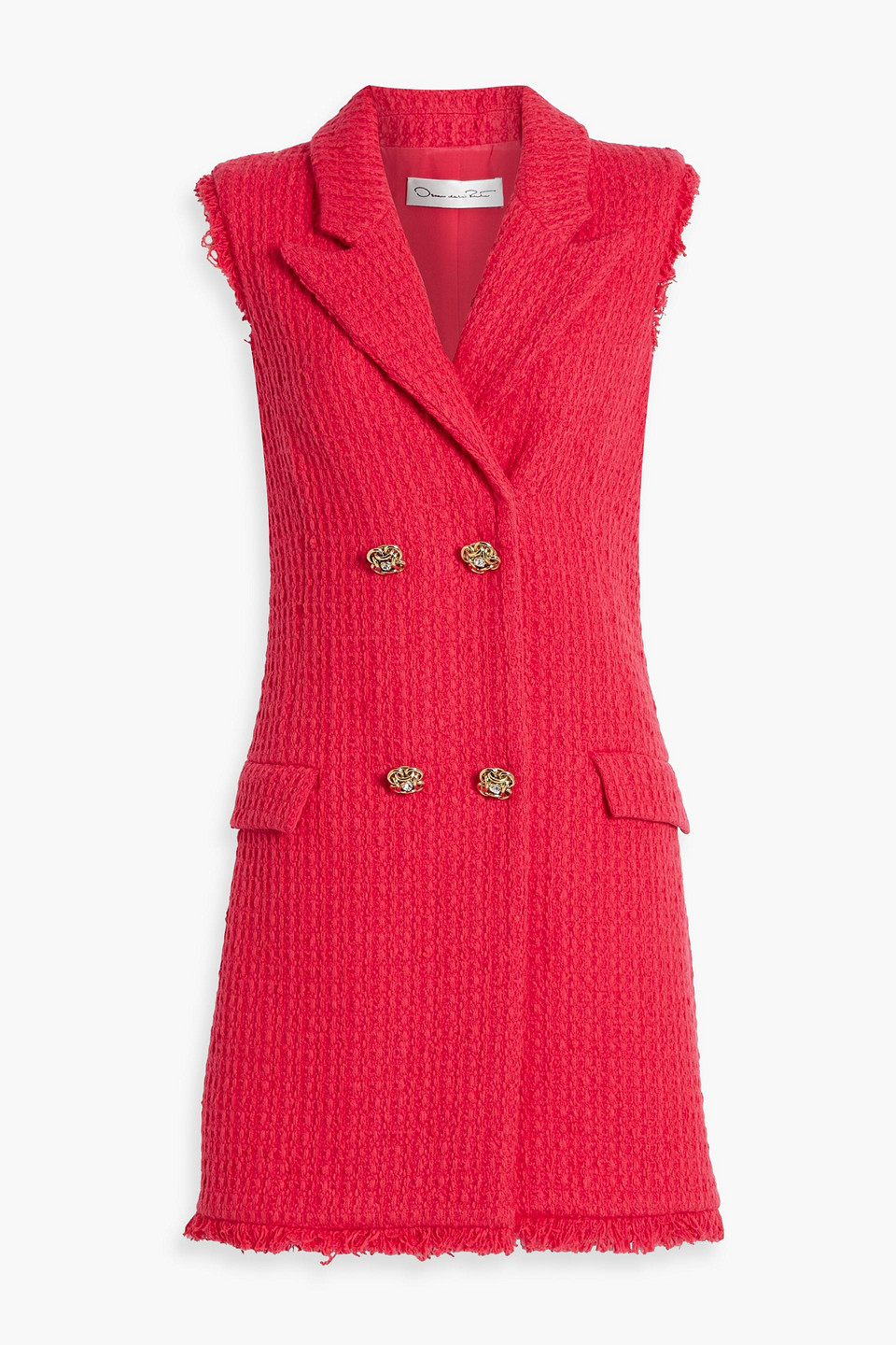 Double-breasted wool-blend tweed mini dress